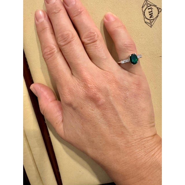 1.2 Carat Natural Oval Green Tourmaline + Diamond Ring 14 Karat Yellow Gold For Sale - Image 14 of 18