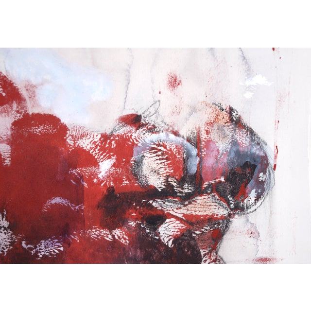 Red, White, and Purple - Abstract Figurative Composition in Acrylic on Paper by Ricardo De Silva For Sale In Monterey, CA - Image 6 of 8