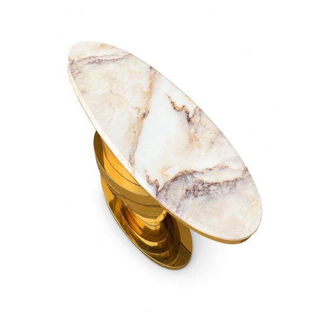Console Table in Brass and Gold Marble, 2000s For Sale - Image 6 of 10
