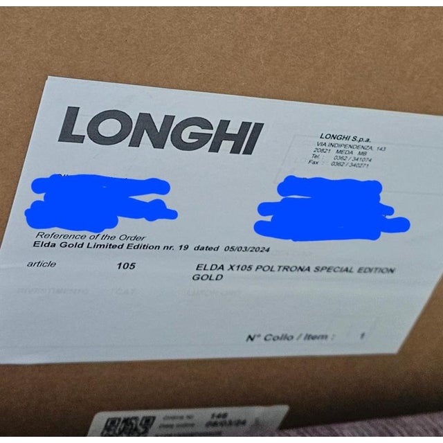 Golden Limited Edition Elda Chair by Joe Colombo for Longhi Italy no. 7 19/20 new in box This piece has an attribution...