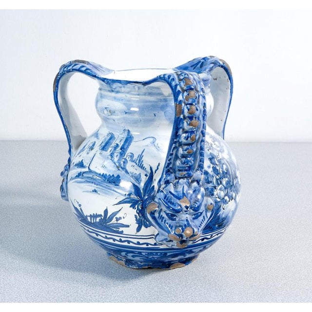 3-Handled Majolica Vase by Alba Docilia for Albissola For Sale - Image 11 of 18