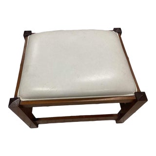 Mid 20th Century Cherrywood and Leather Arts & Crafts Footstool For Sale