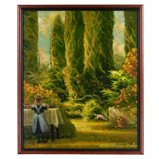 Contemporary Antonio Saliola, Breakfast in the Rose Garden, Oil Painting, 2006 For Sale - Image 3 of 10
