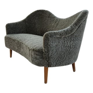 Samspel Sofa in Sheepskin by Carl Malmsten, Sweden, 1956 For Sale