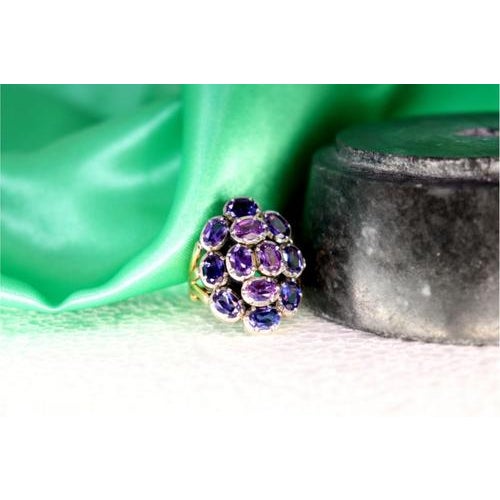 Gold and Silver Ring with Twelve Amethysts Inlaid For Sale - Image 6 of 10