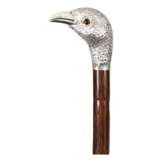 Antique Walking Stick with Silver Duck Head Handle, 1890s For Sale