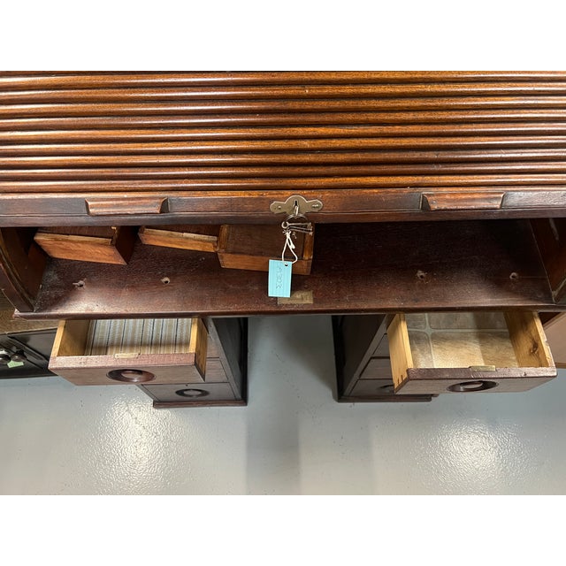 Roll Top Desk in Mahogany For Sale - Image 3 of 10