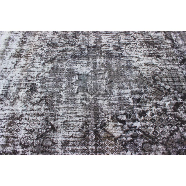 Mid 20th Century Vintage Persian Rug With Modern Design in Shades of Gray & Charcoal For Sale - Image 9 of 9