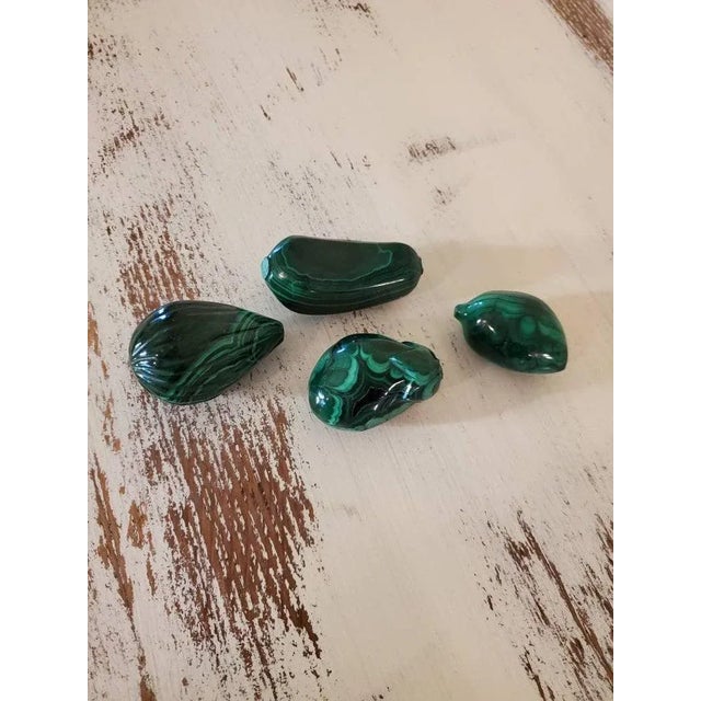Mid 20th Century Malachite Natural Specimen Carved & Polished Stones - Set of 4 For Sale - Image 5 of 7