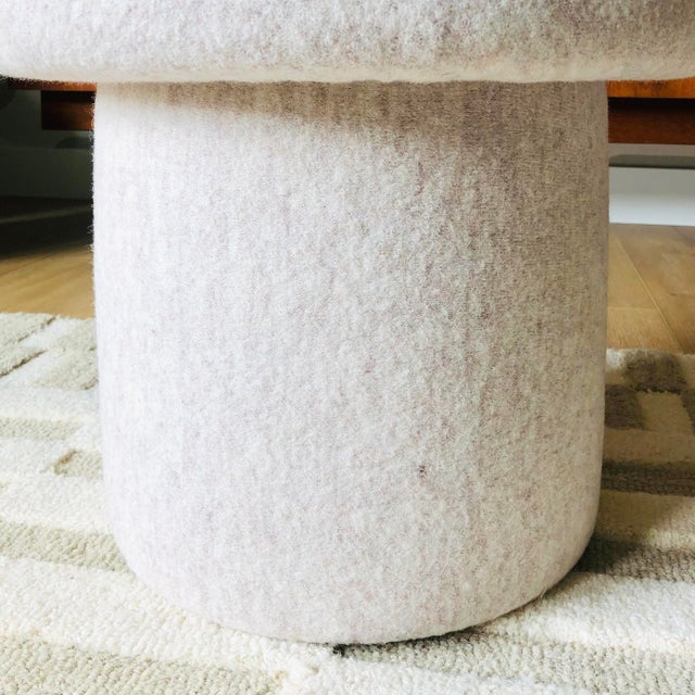 Mushroom Ottoman in Ivory Melange Wool For Sale - Image 9 of 11