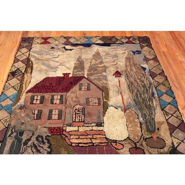 American Nazmiyal Collection Antique American Hooked Rug For Sale - Image 3 of 10