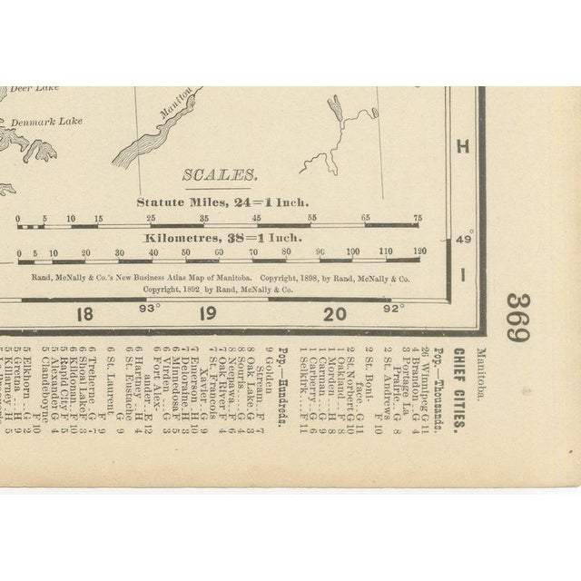 Antique Map of Manitoba with Lake Winnipeg by Ran McNally, 1899 For Sale - Image 9 of 12