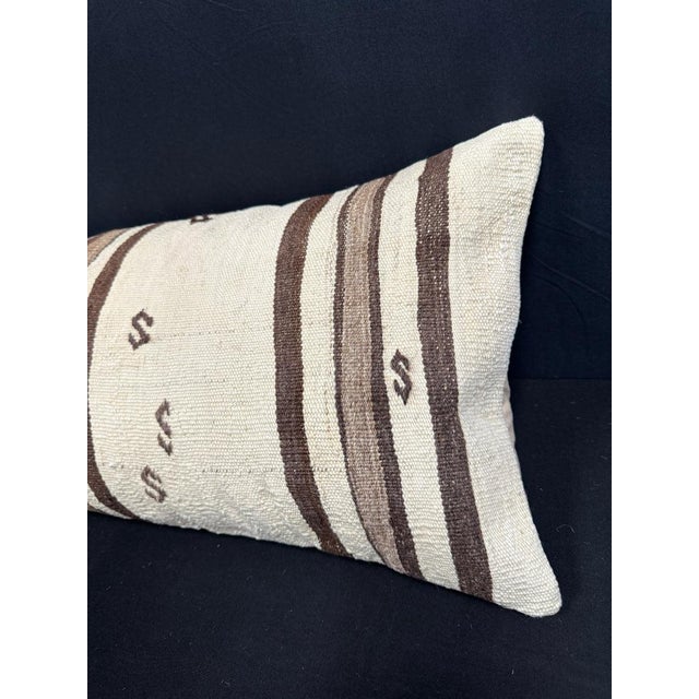 Turkish Hemp Pillow Cushion Natural Beige Brown Cushion Cover 14x40 For Sale - Image 4 of 4