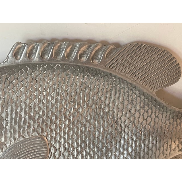 Vintage Metal Fish Platter Mariposa Style For Sale - Image 4 of 5