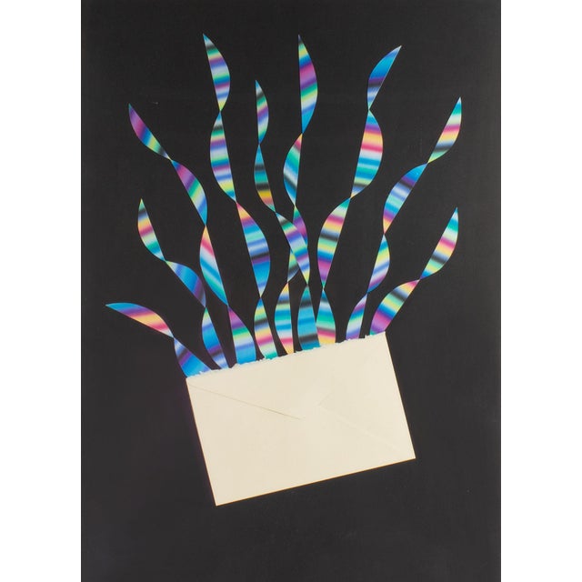 A 1986 airbrush collage, titled "Surprise Letter," by American artist Steve Redman (born 1944). This collage features a...