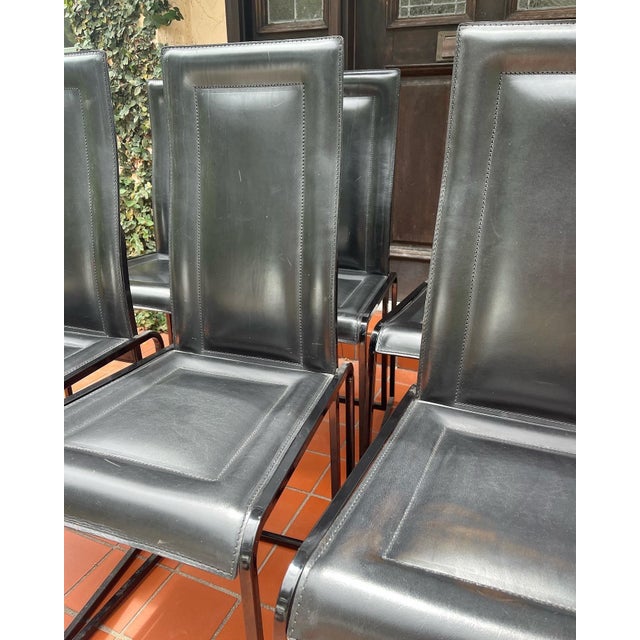 Italian Leather Dining Chairs Set of 6 Chairish