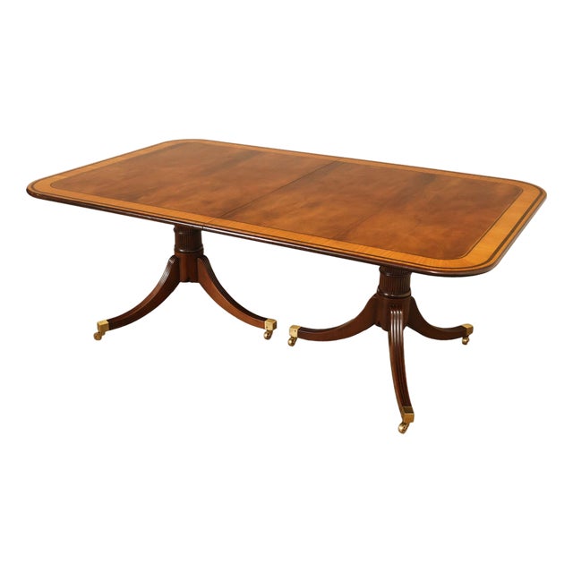 Baker Stately Homes Mahogany Double Pedestal Extendable Dining Table For Sale