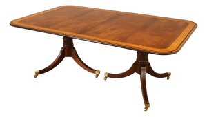 Baker Stately Homes Mahogany Double Pedestal Extendable Dining Table