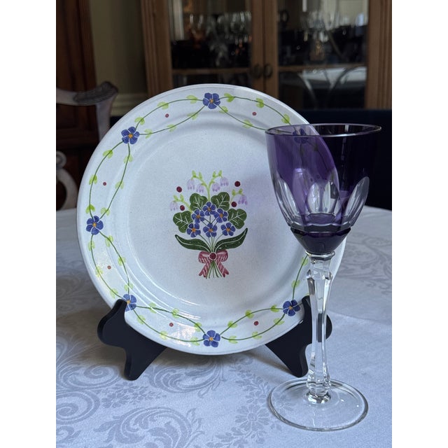 Glass Kusak Glassworks Amethyst Cut to Clear Tall Wine Goblet - Set of 9 For Sale - Image 7 of 9