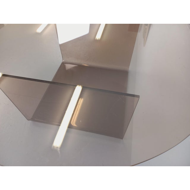 Vintage Round Coffee Table in Glass and Acrylic Glass, 1970s For Sale - Image 14 of 15