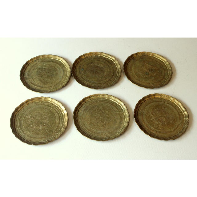 Metal 6 Design Solid Brass Coasters by Collini/Austria as a Set - Vintage From the 60s For Sale - Image 7 of 9