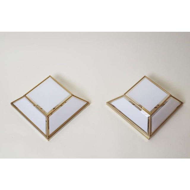 1980s Italian Art Deco Revival Golden Cut Glass Scones, 1980s, Set of 2 For Sale - Image 5 of 11