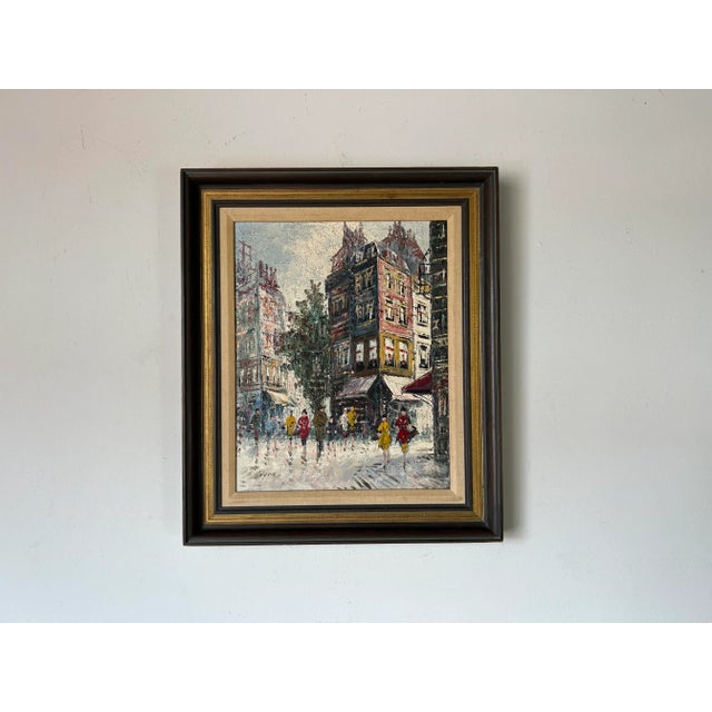 1960's Heyer Impressionist Winter Cityscape Paris Street Scene Oil Painting on Canvas For Sale - Image 10 of 12