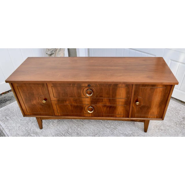 1970s Vintage Lane MCM Walnut Cedar Chest on Legs For Sale - Image 5 of 15