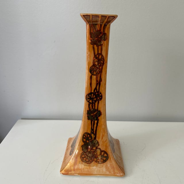 Striking pair of antique French porcelain candlesticks marked “B & Co. France,” attributed to Bawo & Dotter of Limoges....