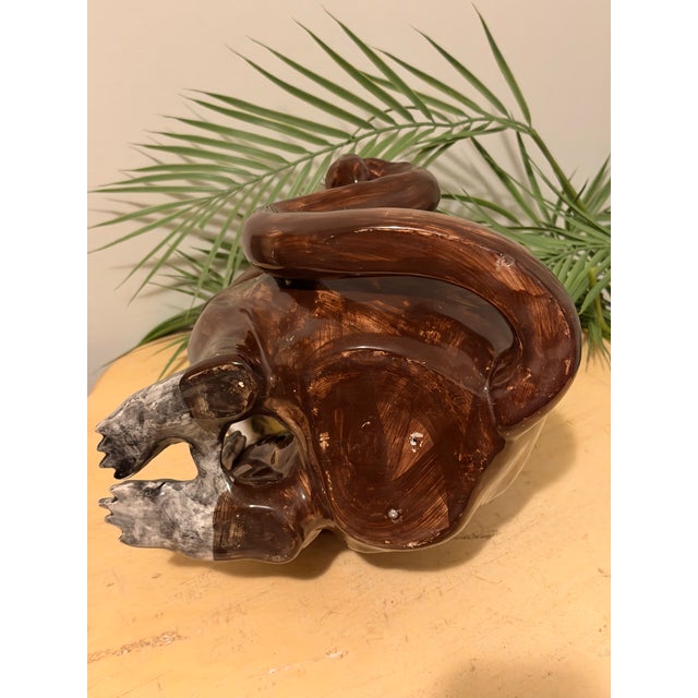 Vintage Extra Large Majolica Italian Sculpture Monkey & Banana Hand Painted Sitting. For Sale - Image 10 of 10