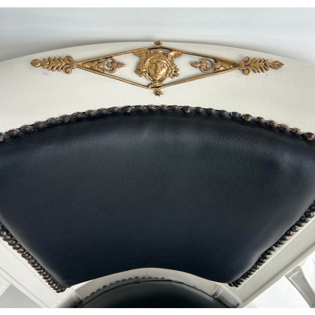 1850s French Empire Armchairs, Fine Gilt Bronze Mounts, Painted and Upholstered For Sale - Image 12 of 18
