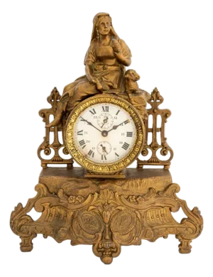 Ansonia Gilt Metal Figural Mantel Clock