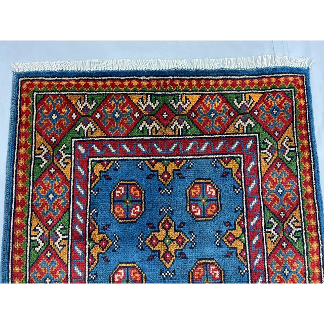 Blue Tribal Oriental Wool Runner Rug With Geometric Medallions, 2'7" X 6'8" For Sale - Image 13 of 15