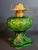 Vintage Hollywood Regency l.e. Smith Emerald Green Moon & Star Glass Finger Oil Lamp Brass Burner Chimney For Sale - Image 12 of 18
