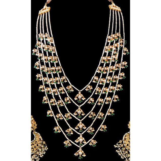 Maharajas &amp; Mughal Magnificenct multi layer Necklace and Heavy Antique Gold Chand Bali Earrings Jadau Traditional...