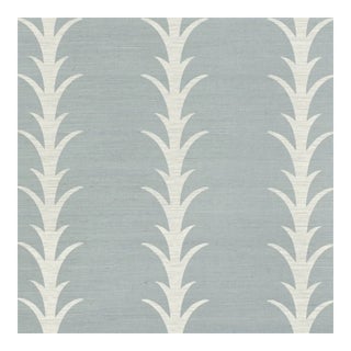 Sample - Schumacher X Celerie Kemble Acanthus Stripe Sisal Wallpaper in Chambray For Sale