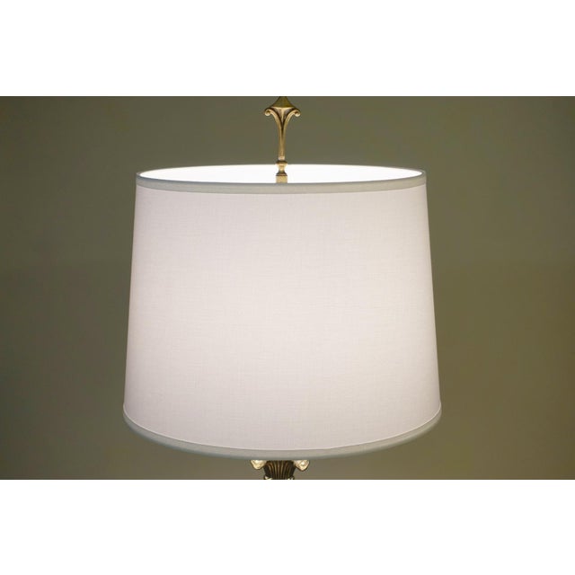 1960s Westwood Hollywood Regency Bisque Ceramic Marble Brass Table Lamp For Sale - Image 10 of 13