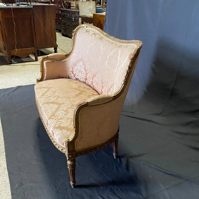 Mid 19th Century Giltwood & Rose Damask Sofa From Salon Suite For Sale - Image 5 of 12