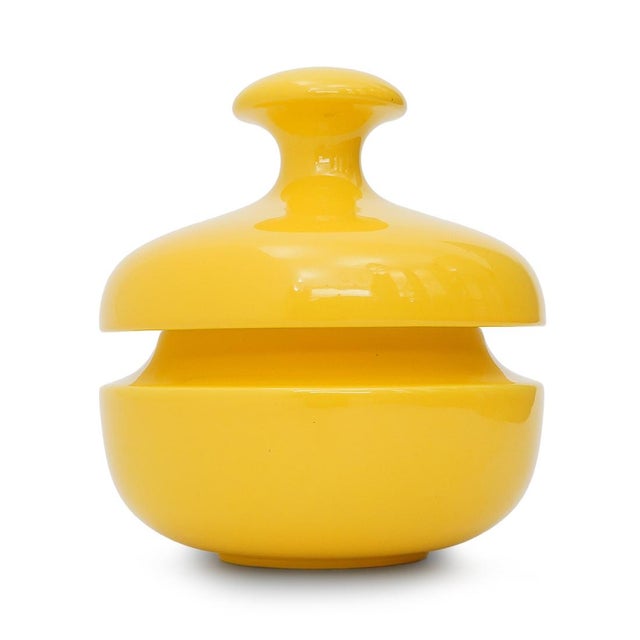 1970s Yellow Ceramic Vase with Lid by Enzo Bioli for Il Picchio, 1970s For Sale - Image 5 of 12