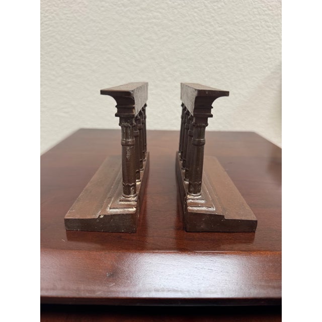 Brown Antique Bradley & Hubbard Architectural Column Bookends – A Pair For Sale - Image 8 of 10