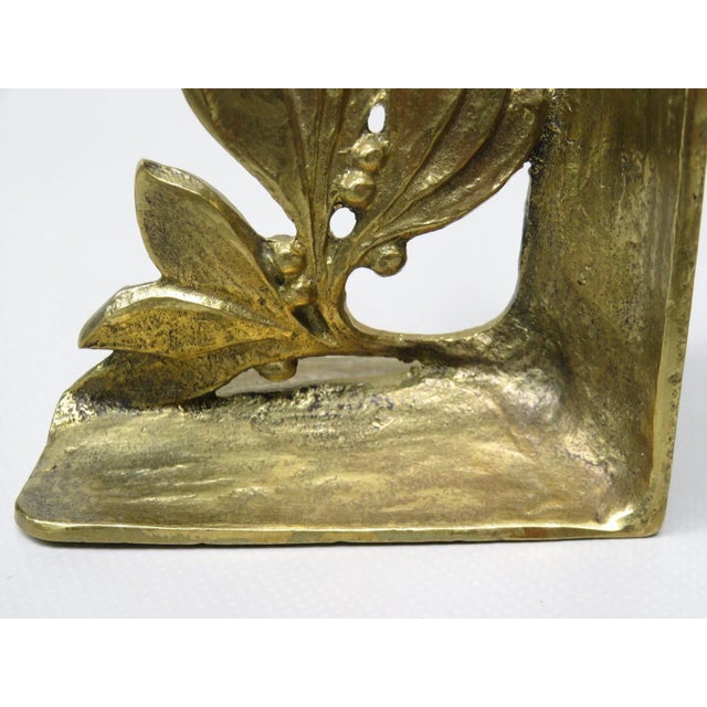 Brutalist Style Bronze Bookends with Floral Elements, 1970s, Set of 2 For Sale - Image 17 of 18
