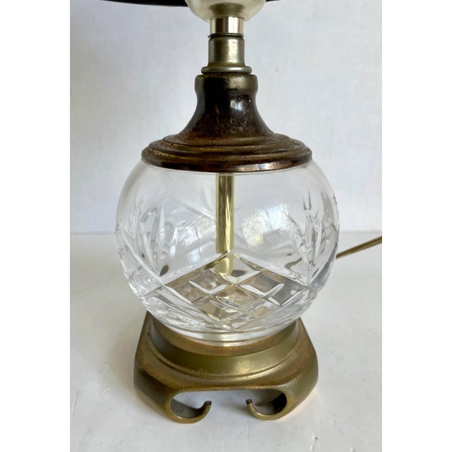 Chinoiserie Chippendale Petite Cut Glass and Brass Desk Task Lamp For Sale - Image 3 of 12