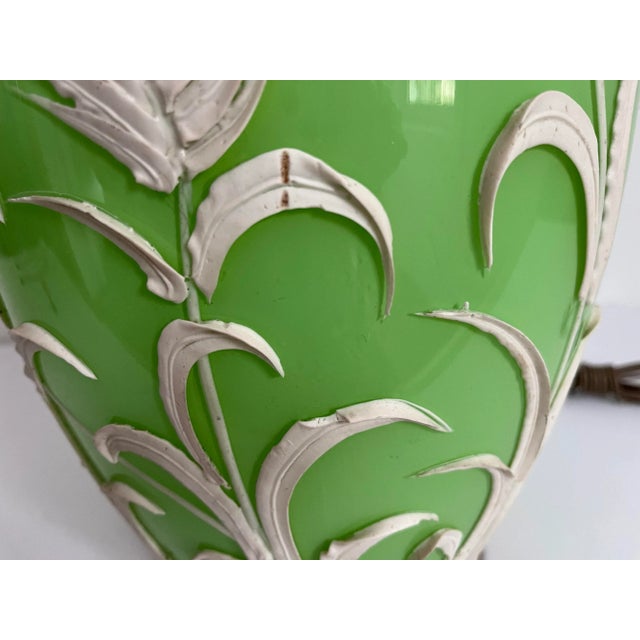 Bright Green Green Palm Lamp & Shade, C1970 For Sale - Image 8 of 12