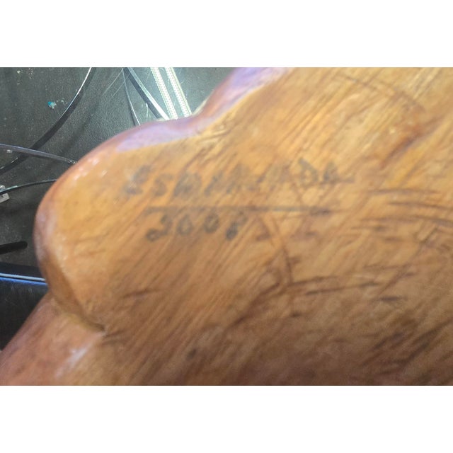 Brown Carved Wooden Dog-Signed For Sale - Image 8 of 8