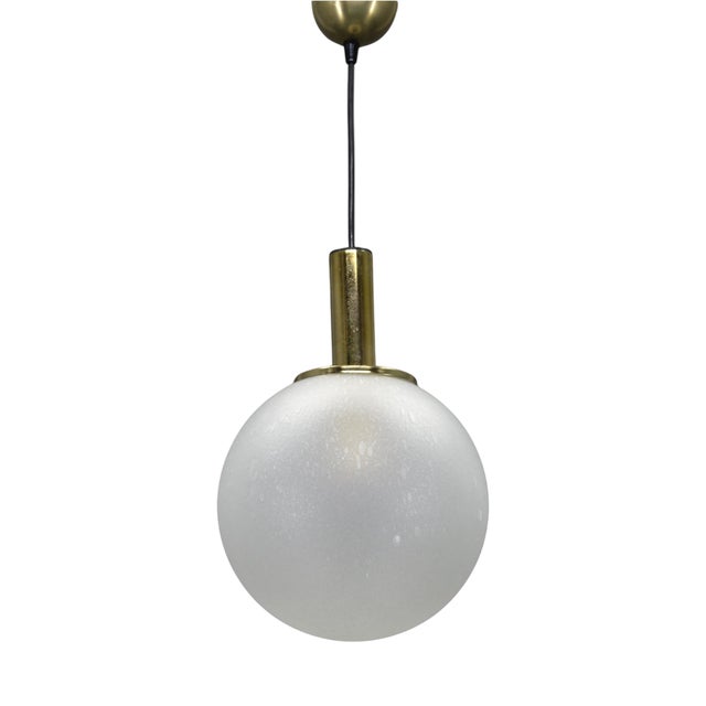 Pendant Glass Light attributed to Targetti, Italy, 1970s For Sale