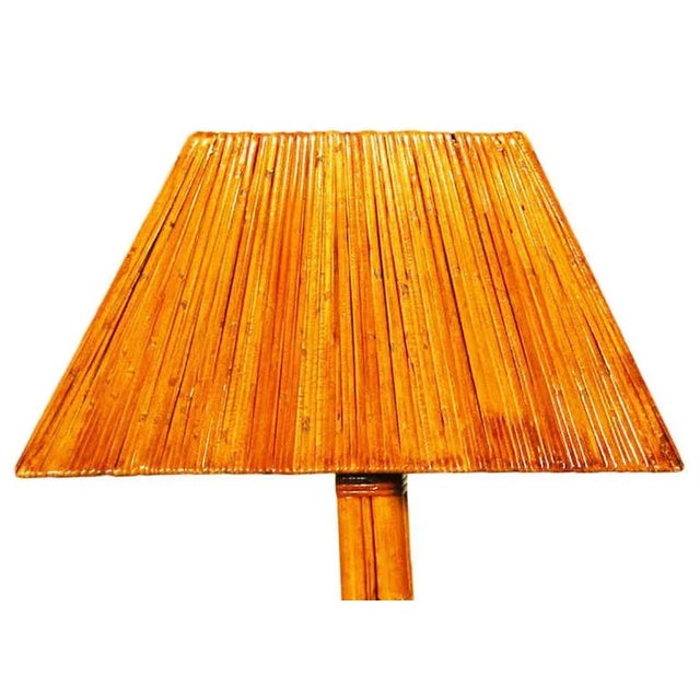 Restored Rattan Pole Lamps With Rare Split Rattan Lamp Shade Pair Chairish