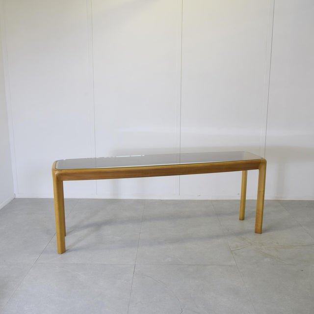 De Nos Console in Beech Wood with Smoked Glass Top by Angelo Mangiarotti for La Sorgente Del Mobile, 1970s For Sale - Image 10 of 11
