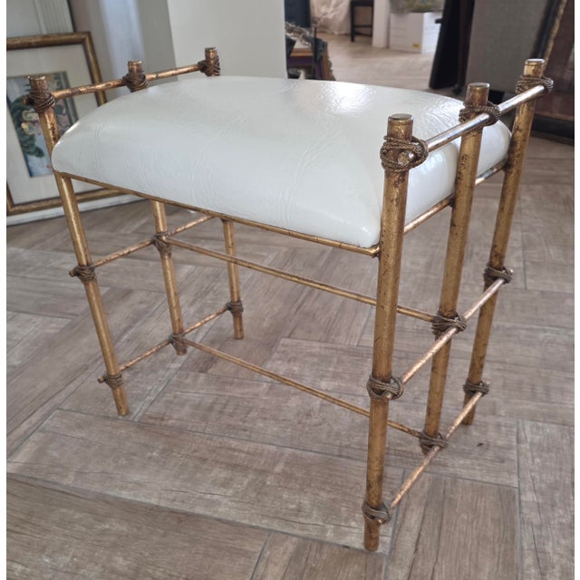 Gold Maitland Smith Gilt Metal Bench For Sale - Image 8 of 12