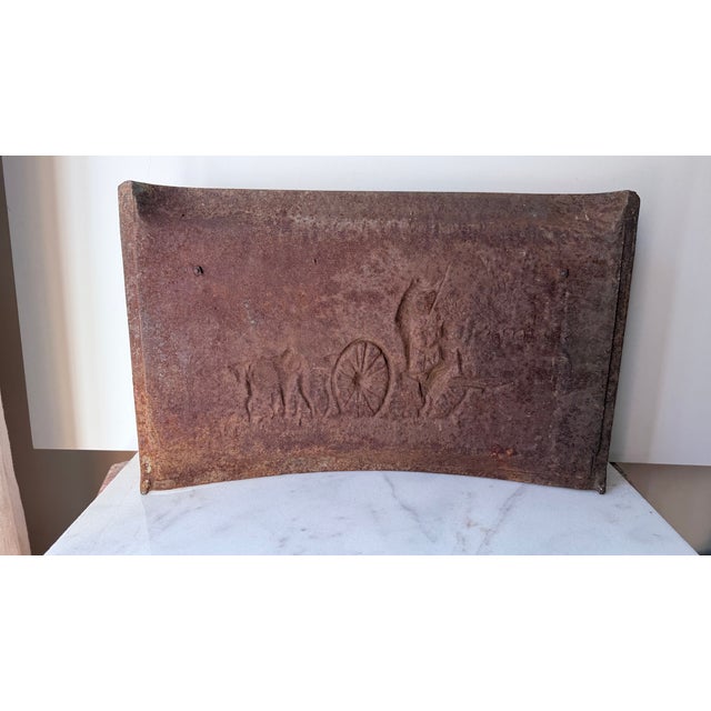 Metal Cast Iron Piece Is an Antique American Pioneer or Country Western Themed Relief Panel For Sale - Image 7 of 15
