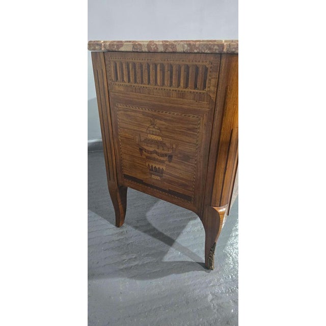 Wood French Inlaid Commode Chest of Drawers, 1920 For Sale - Image 7 of 17